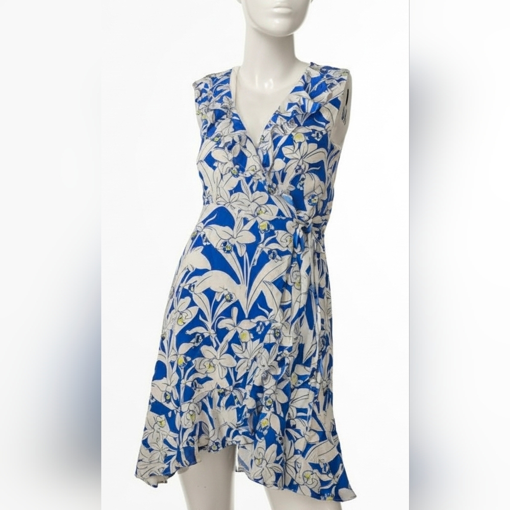 Miss Me Blue and White Floral Midi Dress